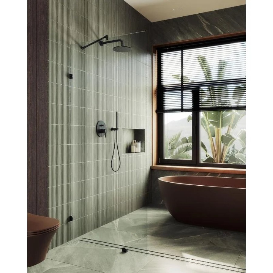 Душевая перегородка MaybahGlass MGD-259-6 79x195, стекло прозрачное 8 мм, профиль черный