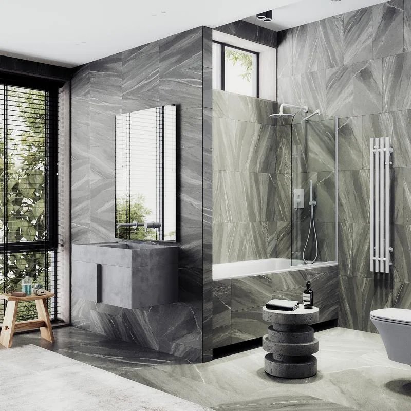 Шторка на ванну Maybah Glass MGV-59-1у 600x1400 в узком профиле Белый стекло прозрачное Шторка на ванну Maybah Glass MGV-59-1у 600x1400 в узком профиле Белый стекло прозрачное
