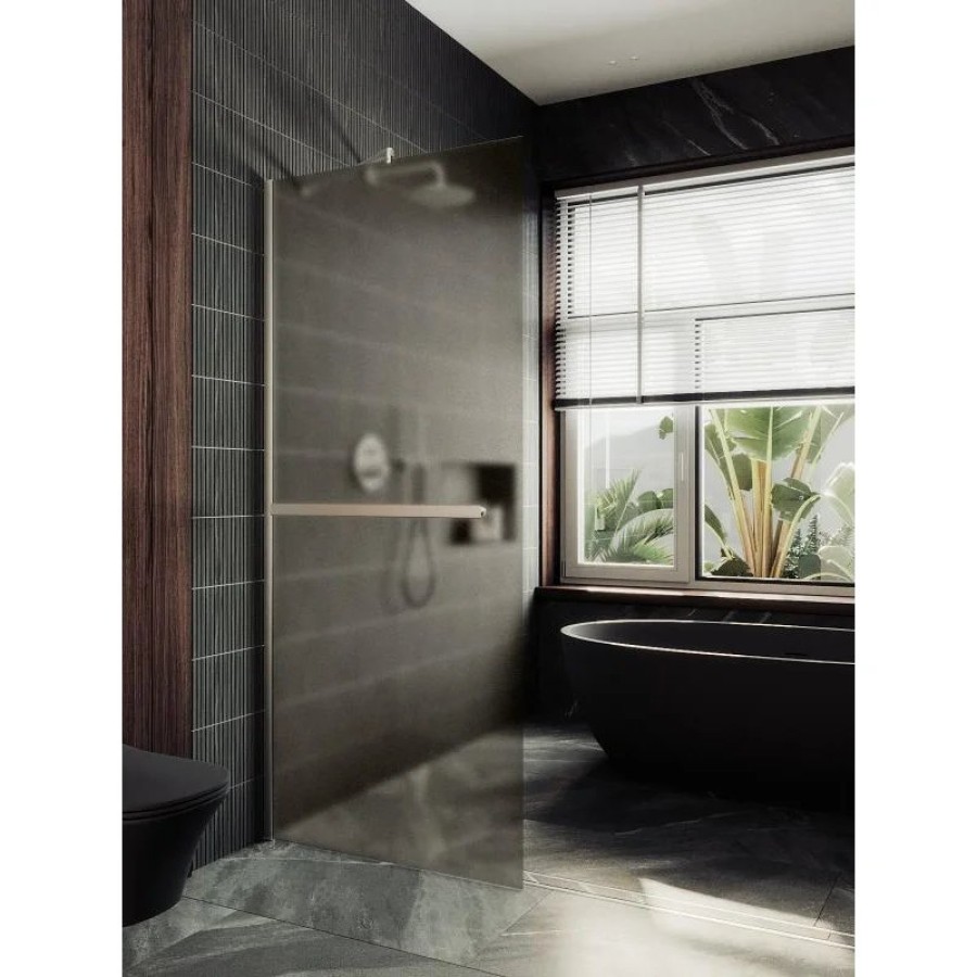 Душевая перегородка Maybah Glass MGD-728-5ш 790x1950 в широком профиле Хром матовый стекло бронзовое матовое