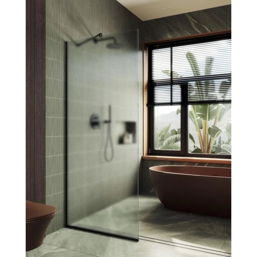 Душевая перегородка Maybah Glass MGD-700-6у 790x1950 в узком профиле Черный стекло сатиновое