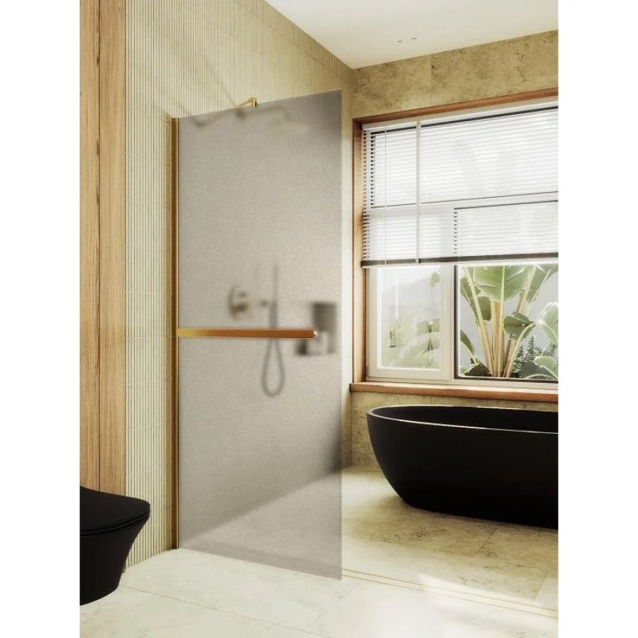 Душевая перегородка Maybah Glass MGD-728-3ш 790x1950 в широком профиле Золото стекло бронзовое матовое