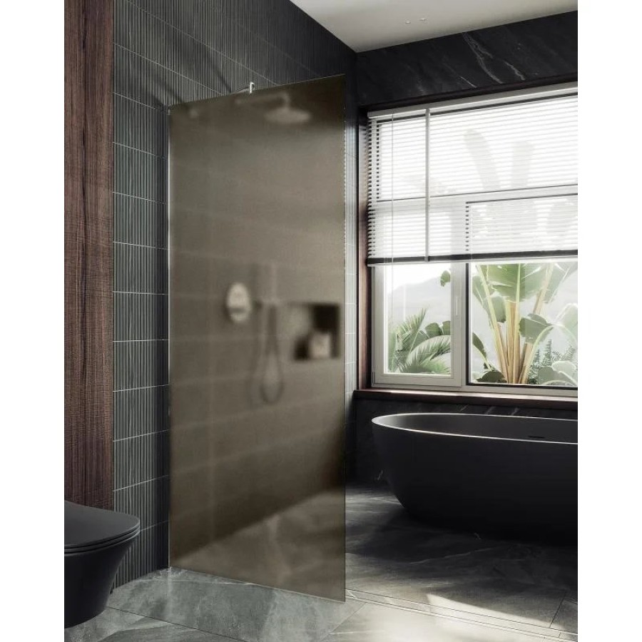 Душевая перегородка Maybah Glass MGD-697-5ш 790x1950 в широком профиле Хром матовый стекло бронзовое матовое