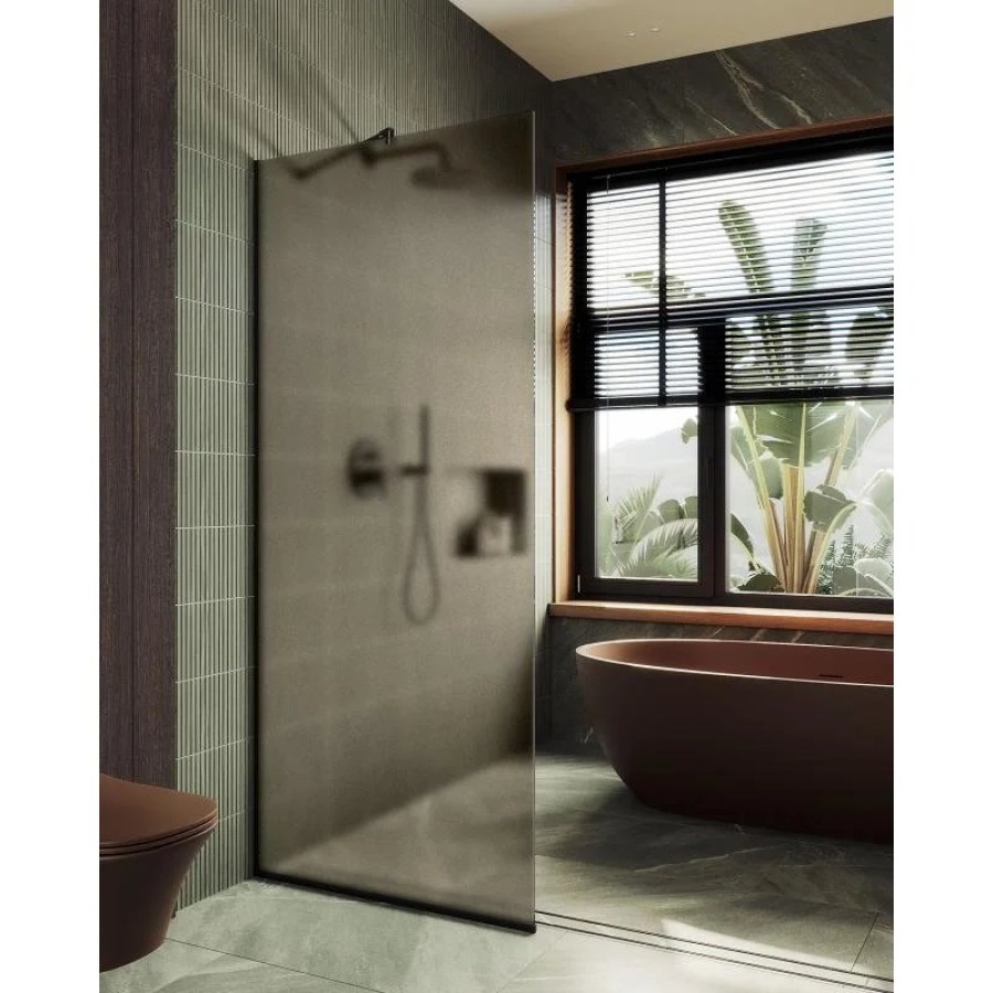 Душевая перегородка Maybah Glass MGD-697-6у 790x1950 в узком профиле Черный стекло бронзовое матовое