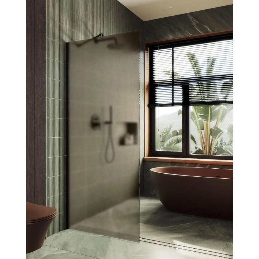 Душевая перегородка Maybah Glass MGD-697-6ш 790x1950 в широком профиле Черный стекло бронзовое матовое