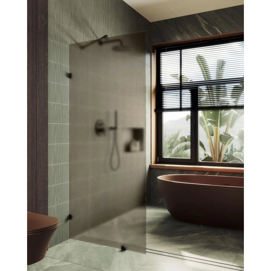 Душевая перегородка MaybahGlass MGD-265-6 79x195, стекло бронза матовая 8 мм, профиль черный