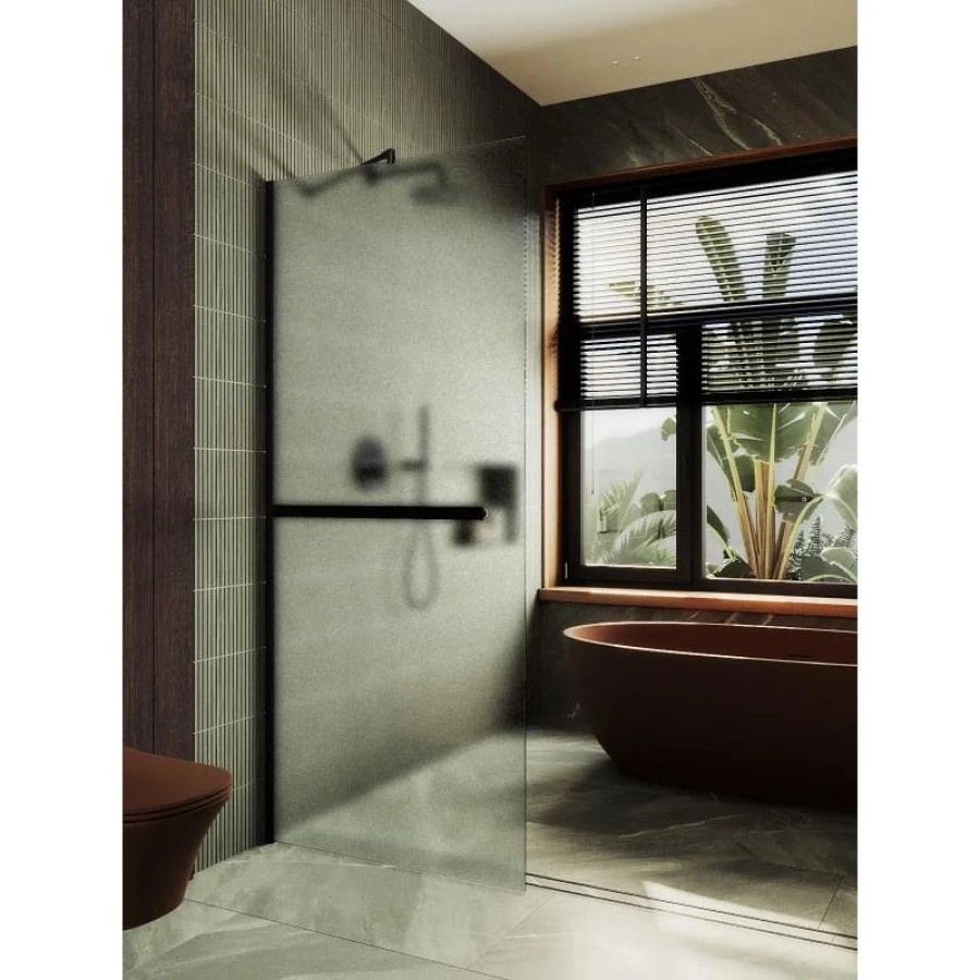 Душевая перегородка Maybah Glass MGD-731-6ш 790x1950 в широком профиле Черный стекло сатиновое