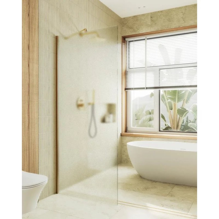 Душевая перегородка Maybah Glass MGD-700-3ш 790x1950 в широком профиле Золото стекло сатиновое