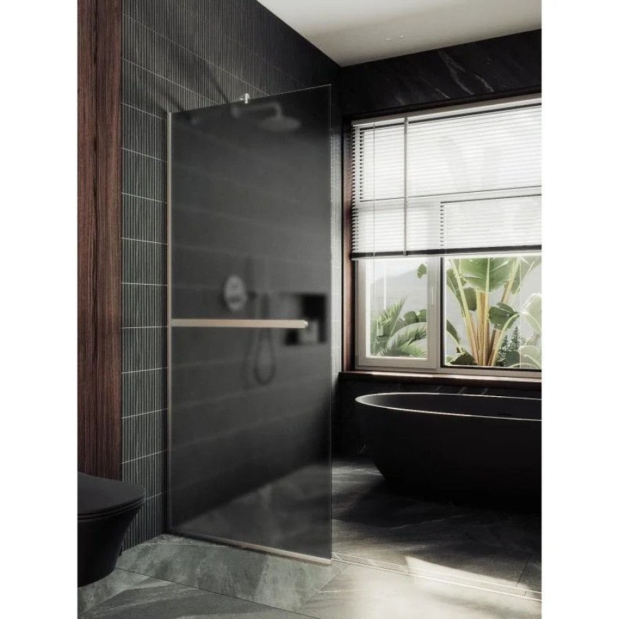 Душевая перегородка Maybah Glass MGD-730-5у 790x1950 в узком профиле Хром матовый стекло графитовое матовое