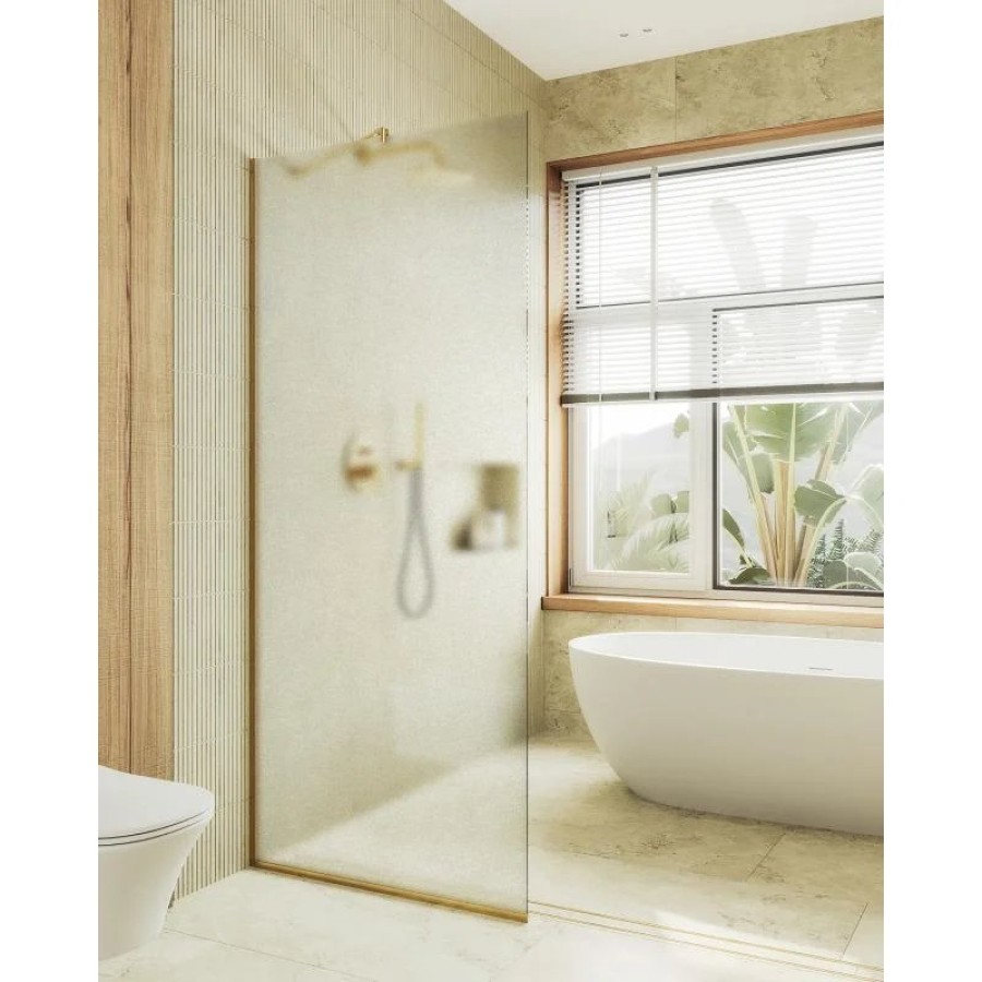 Душевая перегородка Maybah Glass MGD-700-3у 790x1950 в узком профиле Золото стекло сатиновое