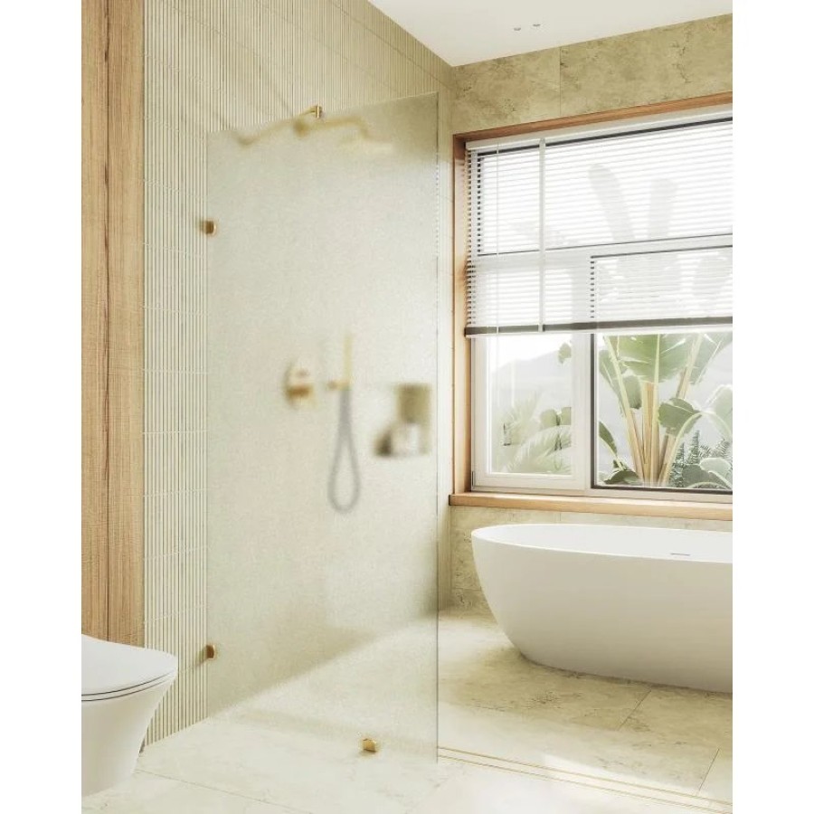 Душевая перегородка MaybahGlass MGD-268-3 79x195, стекло сатин 8 мм, профиль золото