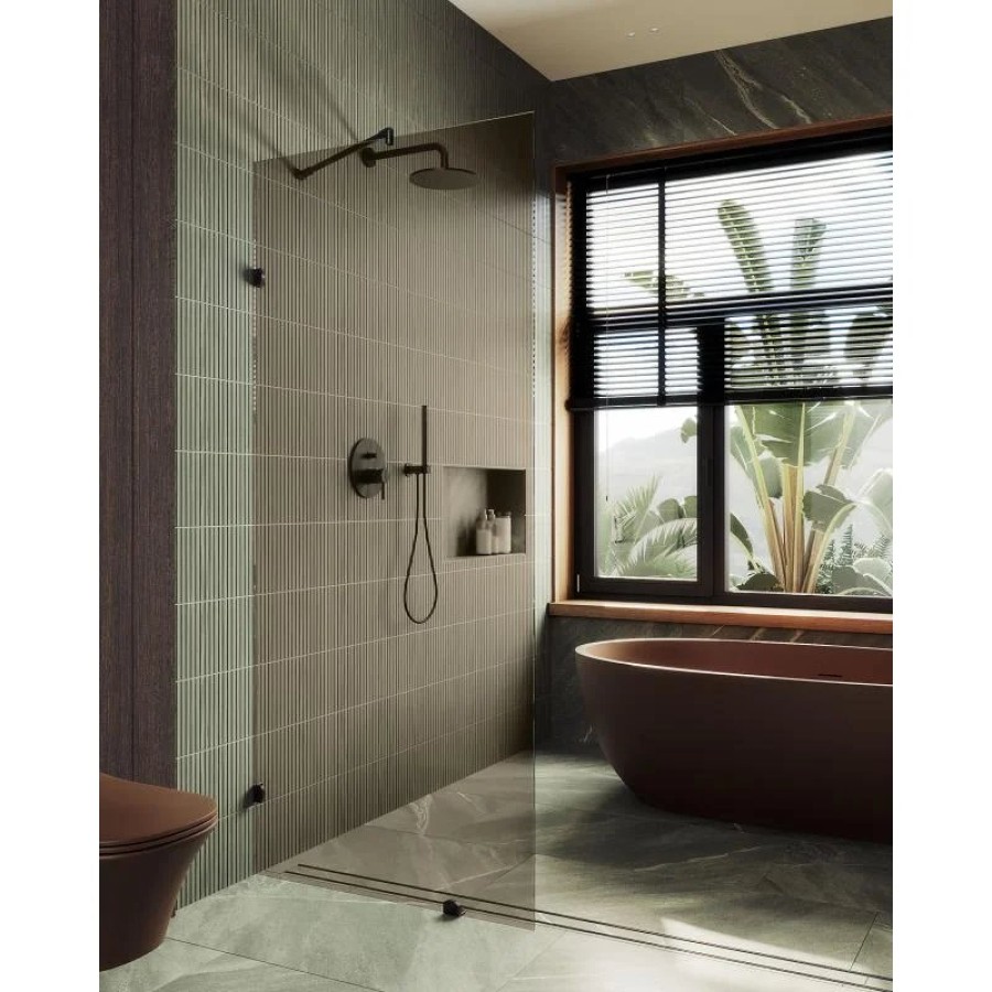 Душевая перегородка MaybahGlass MGD-262-6 79x195, стекло бронза 8 мм, профиль черный