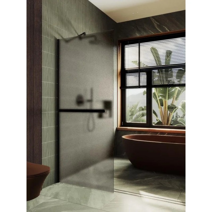 Душевая перегородка Maybah Glass MGD-728-6ш 790x1950 в широком профиле Черный стекло бронзовое матовое