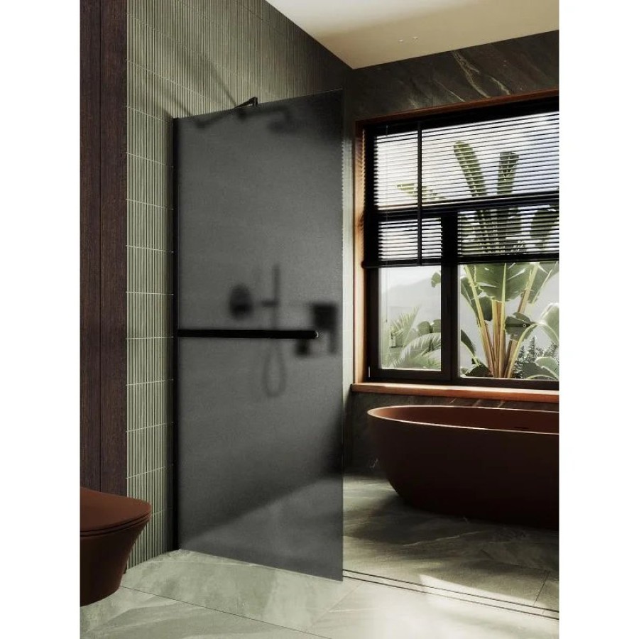 Душевая перегородка Maybah Glass MGD-730-6ш 790x1950 в широком профиле Черный стекло графитовое матовое