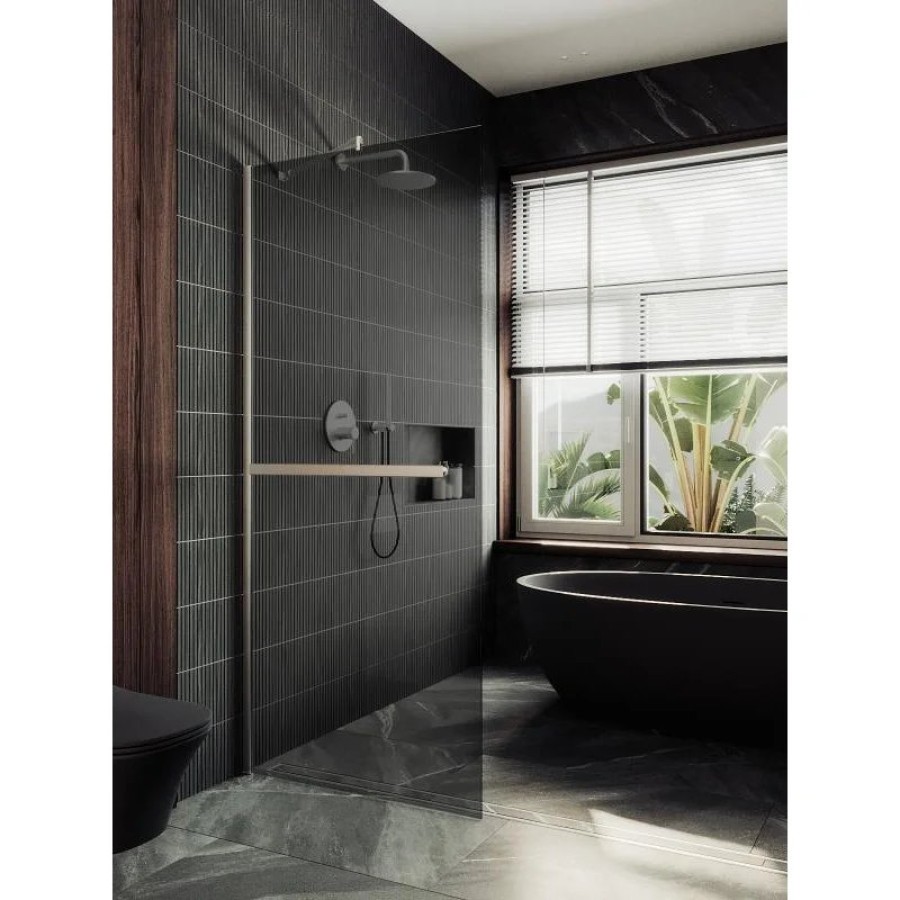 Душевая перегородка Maybah Glass MGD-729-5ш 790x1950 в широком профиле Хром матовый стекло графитовое