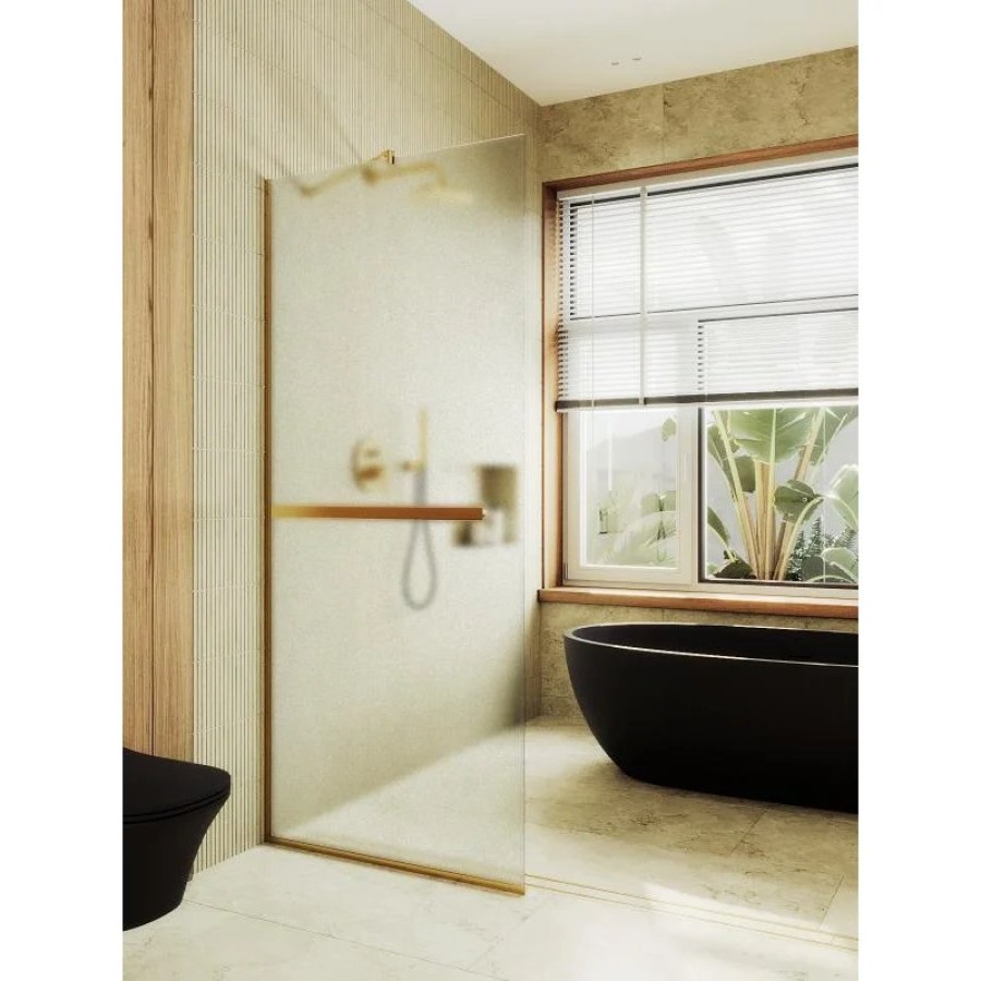 Душевая перегородка Maybah Glass MGD-731-3у 790x1950 в узком профиле Золото стекло сатиновое