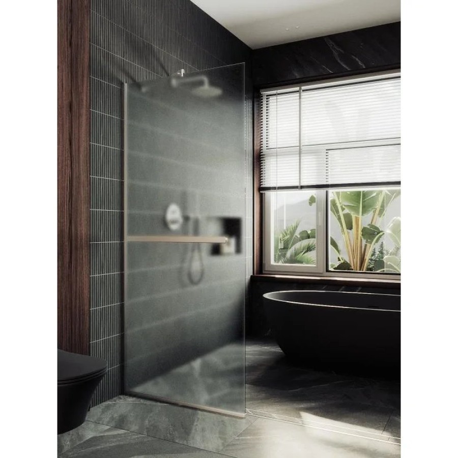 Душевая перегородка Maybah Glass MGD-731-5у 790x1950 в узком профиле Хром матовый стекло сатиновое