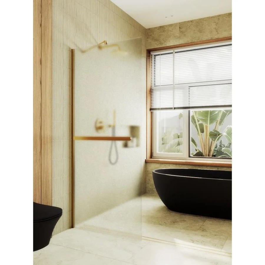 Душевая перегородка Maybah Glass MGD-731-3ш 790x1950 в широком профиле Золото стекло сатиновое