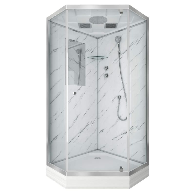 Душевая кабина NIAGARA LUXE NG-7702DM (1000x1010х2120) низкий поддон (15см) стенки МРАМОР 3 места Душевая кабина NIAGARA LUXE NG-7702DM (1000x1010х2120) низкий поддон (15см) стенки МРАМОР 3 места