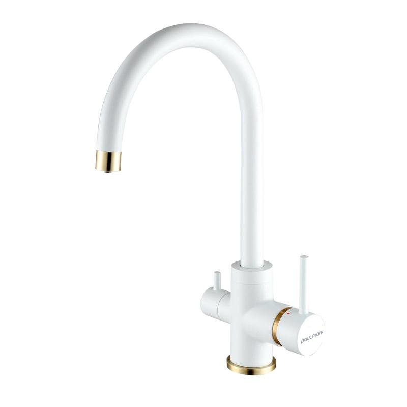 Смеситель для кухни Paulmark Essen Es213211-431BR Белый матовый Бронза Смеситель для кухни Paulmark Essen Es213211-431BR Белый матовый Бронза