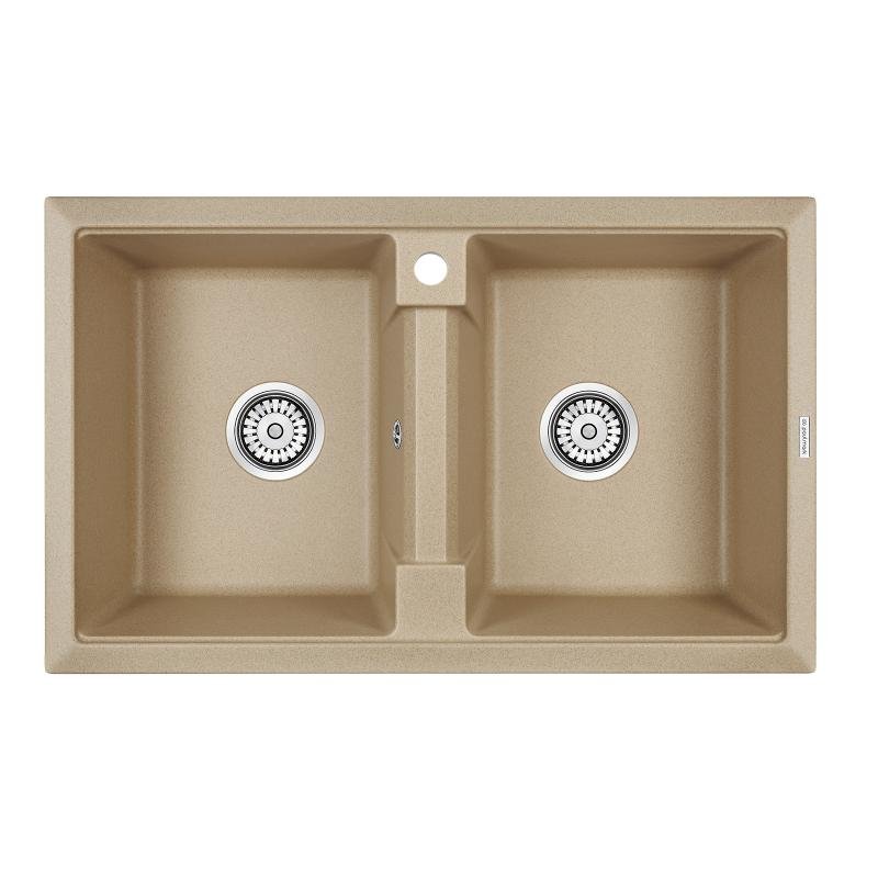 Мойка кухонная Paulmark Tandem 80/2 PM238150-QU из искусственного камня, кварц Мойка кухонная Paulmark Tandem 80/2 PM238150-QU из искусственного камня, кварц