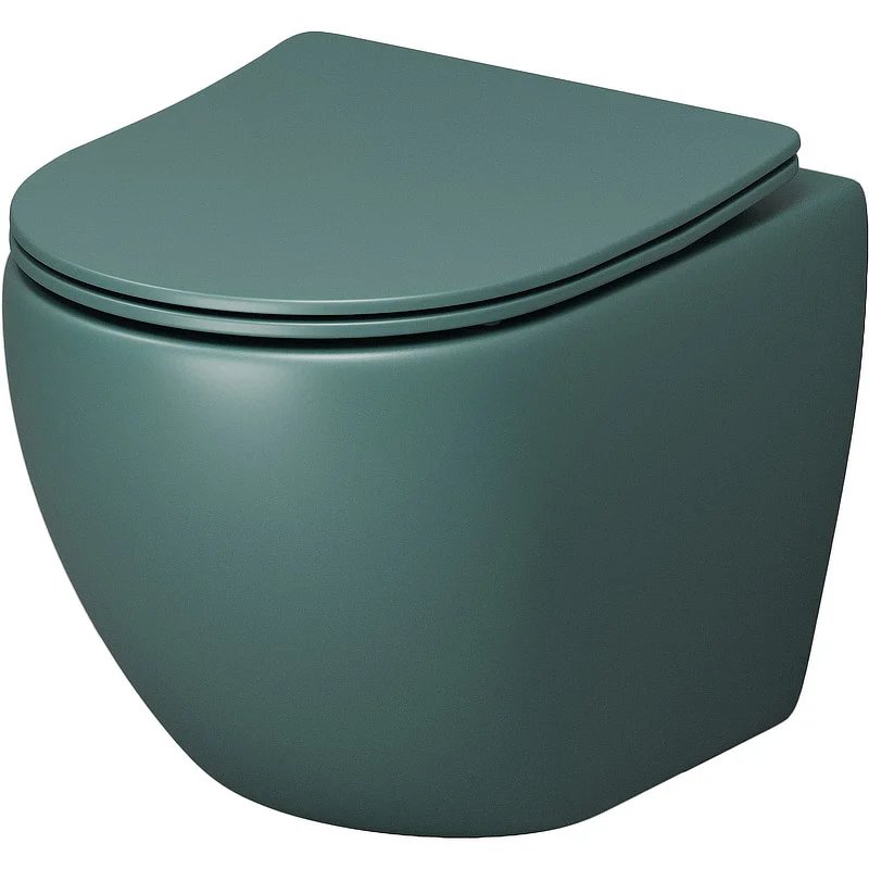 Унитаз GR-4455OLMS Color (485*360*375) ЗЕЛЕНЫЙ МАТОВЫЙ подвесной БЕЗОБОДКОВЫЙ с тонкой крышкой Унитаз GR-4455OLMS Color (485*360*375) ЗЕЛЕНЫЙ МАТОВЫЙ подвесной БЕЗОБОДКОВЫЙ с тонкой крышкой