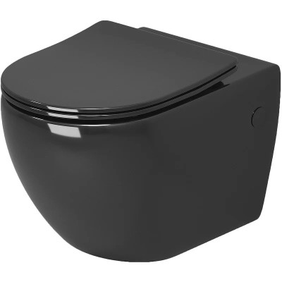 Унитаз GR-4411BS Color (560*360*350) ЧЕРНЫЙ подвесно...