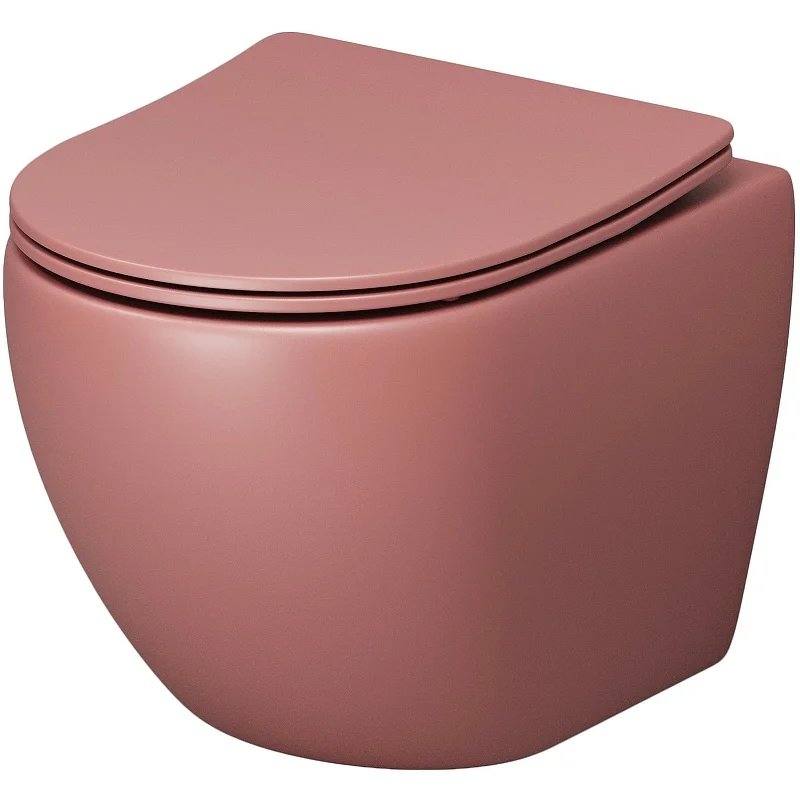 Унитаз GR-4455PIMS Color (495*365*375) РОЗОВЫЙ МАТОВЫЙ подвесной БЕЗОБОДКОВЫЙ с тонкой крышкой Унитаз GR-4455PIMS Color (495*365*375) РОЗОВЫЙ МАТОВЫЙ подвесной БЕЗОБОДКОВЫЙ с тонкой крышкой