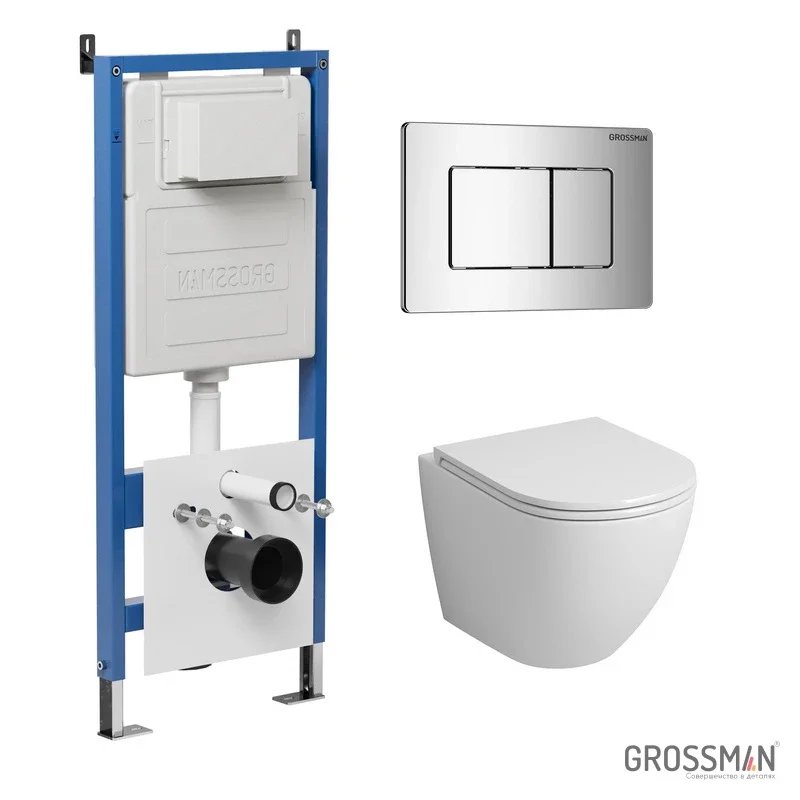 Комплект 3 в 1 Grossman: инсталляция 900.K31.01.000+клавиша 700.K31.04.10M.10M+унитаз GR-4455S Комплект 3 в 1 Grossman: инсталляция 900.K31.01.000+клавиша 700.K31.04.10M.10M+унитаз GR-4455S