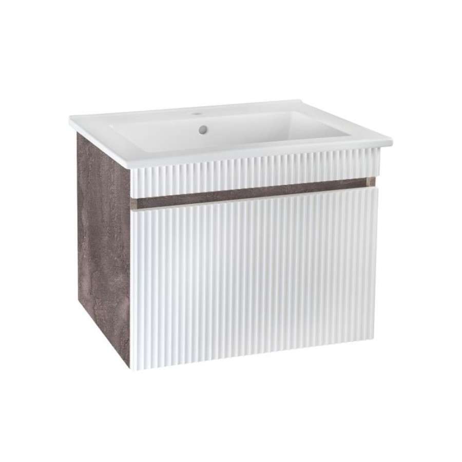 Тумба под раковину Runo Модена 75 00-00001426 подвесная Железный камень Белая
