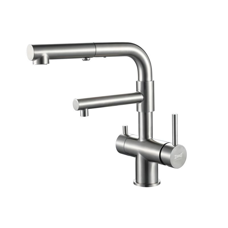 Смеситель ZorG Inox SZR-3216 для кухонной мойки, сталь Смеситель ZorG Inox SZR-3216 для кухонной мойки, сталь