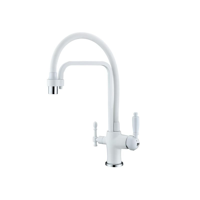 Смеситель ZorG Sanitary ZR 342-8 YF WHITE для кухонной мойки, белый Смеситель ZorG Sanitary ZR 342-8 YF WHITE для кухонной мойки, белый