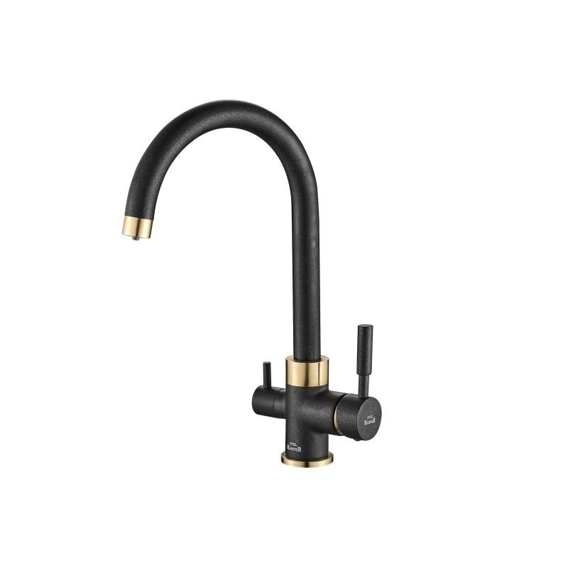 Смеситель Steel Hammer SH 713 BLACK BR для кухонной мойки, черный/бронза Смеситель Steel Hammer SH 713 BLACK BR для кухонной мойки, черный/бронза