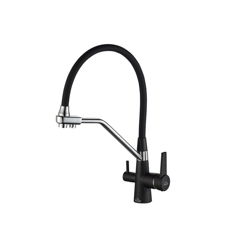 Смеситель Steel Hammer SH 903-6 BLACK CR для кухонной мойки, черный/бронза Смеситель Steel Hammer SH 903-6 BLACK CR для кухонной мойки, черный/бронза