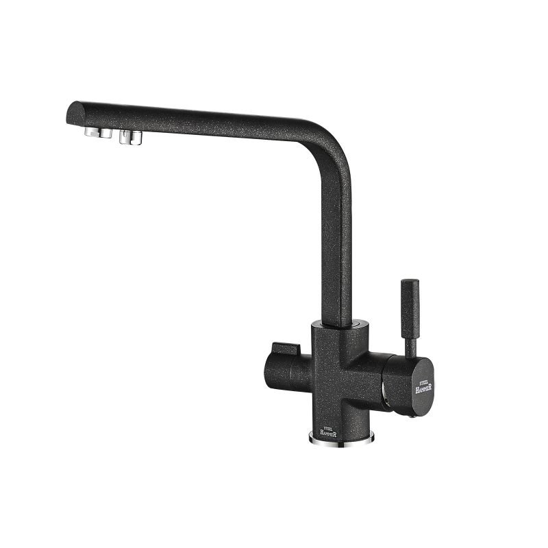 Смеситель Steel Hammer SH 909 BLACK CR для кухонной мойки, черный/хром Смеситель Steel Hammer SH 909 BLACK CR для кухонной мойки, черный/хром