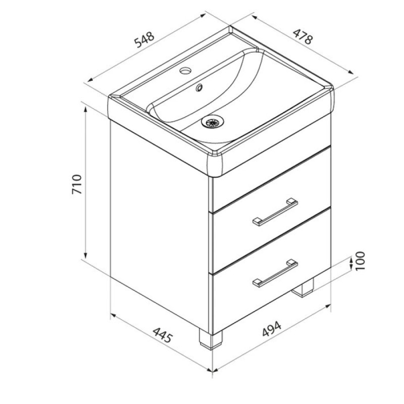 Тумба с раковиной Iddis Custo CUS55W0i95K 55 см, подвесная, белая
