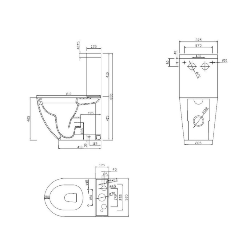Напольный унитаз Cezares Stylus, безободковый, сиденье SoftClose CZR-870-SC, белый, CZR-152-CPR