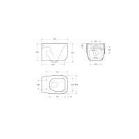 Подвесной унитаз Cezares Comfort-Tor CZR-380-TH-TOR/SC, безободковый, смыв торнадо, сиденье микролифт, белый
