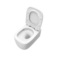 Подвесной унитаз Cezares Comfort-Tor CZR-380-TH-TOR/SC, безободковый, смыв торнадо, сиденье микролифт, белый
