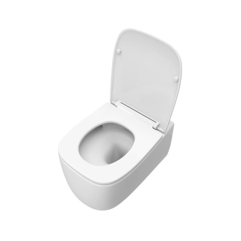 Подвесной унитаз Cezares Comfort-Tor CZR-380-TH-TOR/SC, безободковый, смыв торнадо, сиденье микролифт, белый