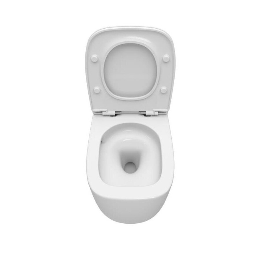 Подвесной унитаз Cezares Comfort-Tor CZR-380-TH-TOR/SC, безободковый, смыв торнадо, сиденье микролифт, белый