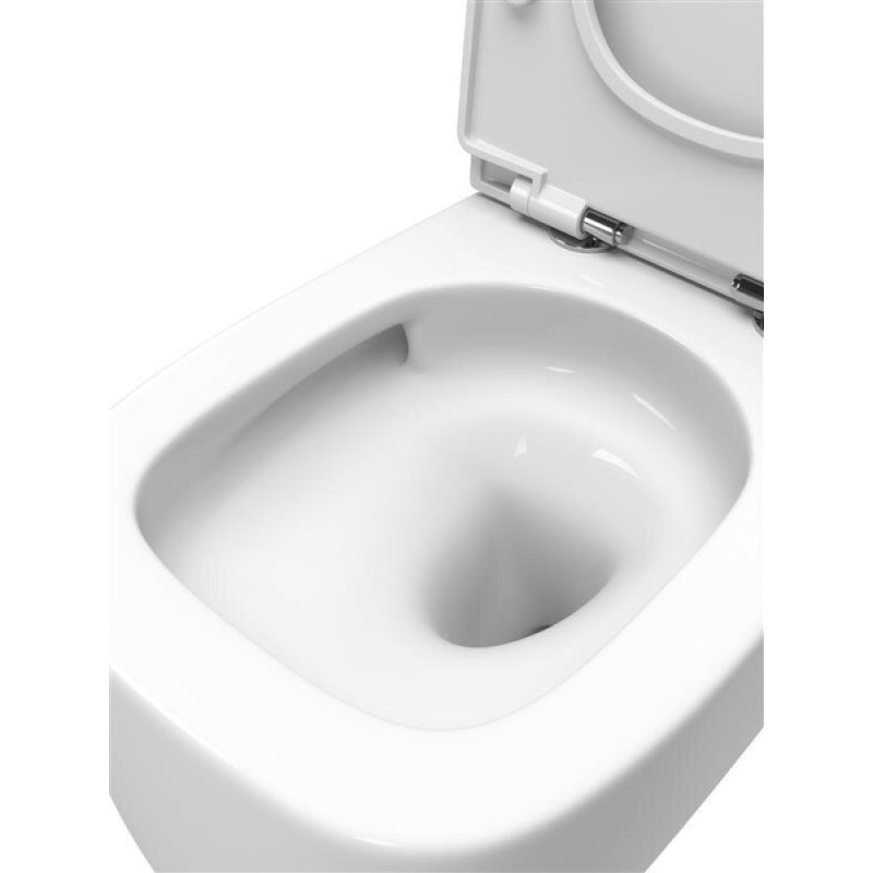 Подвесной унитаз Cezares Comfort-Tor CZR-380-TH-TOR/SC, безободковый, смыв торнадо, сиденье микролифт, белый