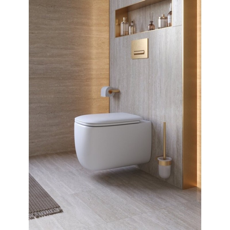 Подвесной унитаз Cezares Comfort-Tor CZR-380-TH-TOR/SC, безободковый, смыв торнадо, сиденье микролифт, белый