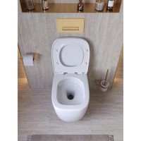 Подвесной унитаз Cezares Comfort-Tor CZR-380-TH-TOR/SC, безободковый, смыв торнадо, сиденье микролифт, белый