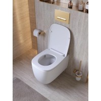 Подвесной унитаз Cezares Comfort-Tor CZR-380-TH-TOR/SC, безободковый, смыв торнадо, сиденье микролифт, белый