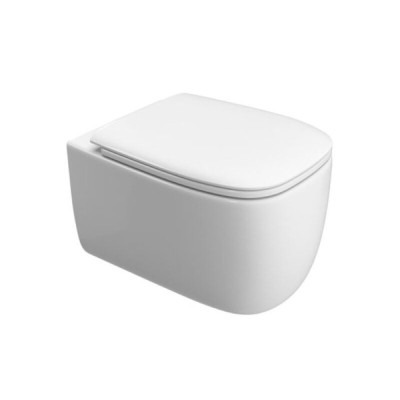 Подвесной унитаз Cezares Comfort-Tor CZR-380-TH-TOR/SC, безободковый, смыв торнадо, сиденье микролифт, белый