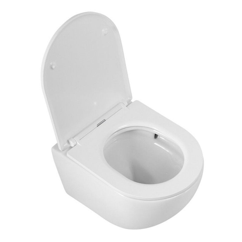 Подвесной унитаз Cezares Relax CZR-38088-49-TH-TOR/SC, безободковый, смыв торнадо, сиденье микролифт, белый
