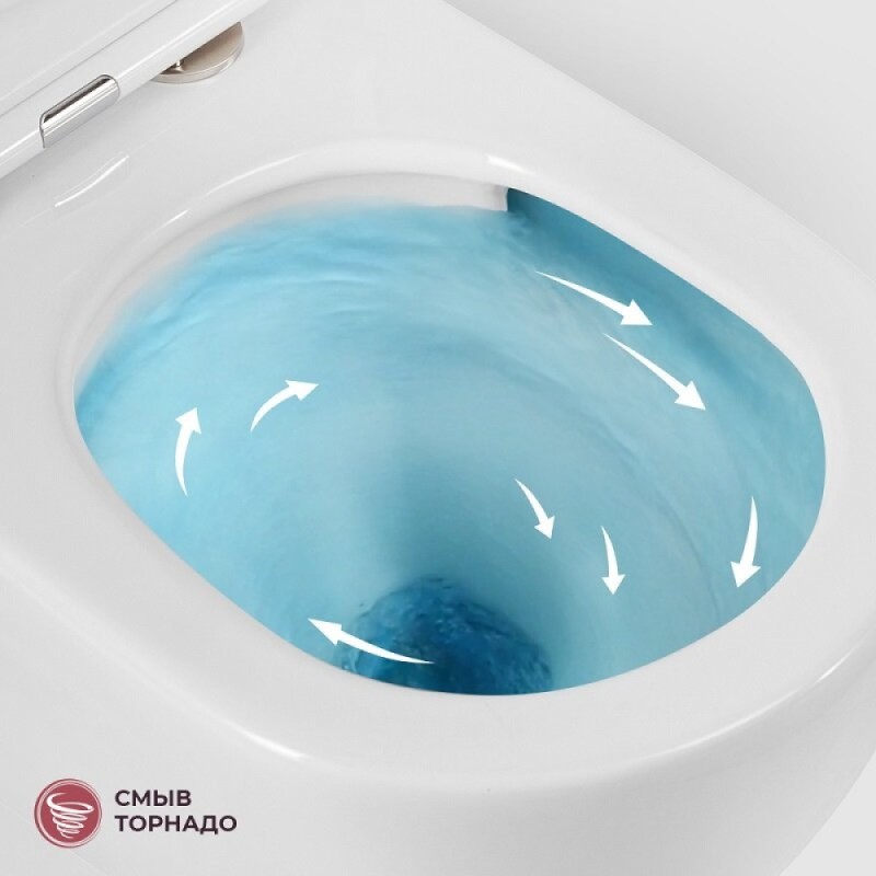 Подвесной унитаз Cezares Relax CZR-38088-49-TH-TOR/SC, безободковый, смыв торнадо, сиденье микролифт, белый