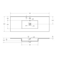 Раковина Cezares Plane CZR-8002-120, 121 см, керамика, белый