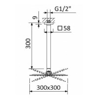 Верхний душ Cezares CZR-B-TDDQ-30/30-01, 30 см, 1 режим, с держателем, хром