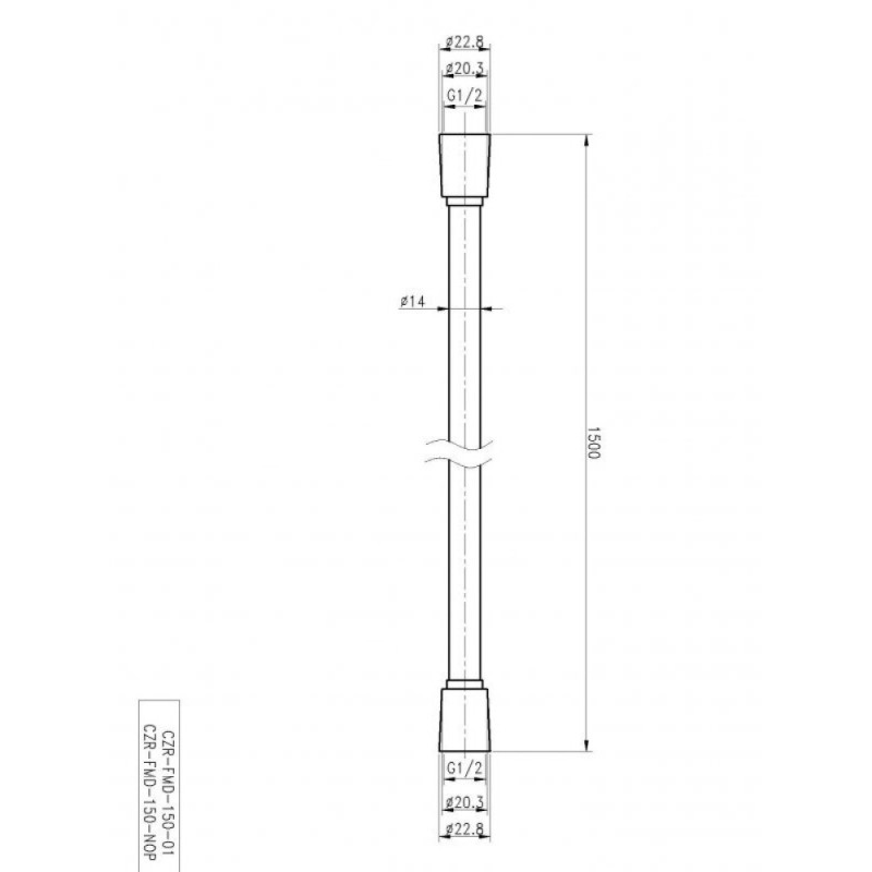 Душевой шланг Cezares PVC 150 см, черный матовый, CZR-FMD-150-NOP